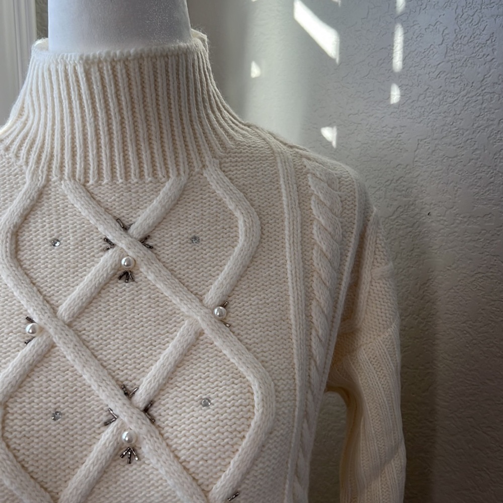 Donna Karan Faux Pearl Embellished Sweater - Picture 4 of 8